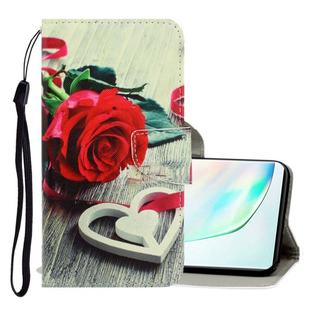 For Galaxy Note 10 Plus 3D Colored Drawing Horizontal Flip PU Leather Case with Holder & Card Slots & Wallet(Red Rose)