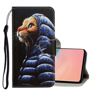 For Galaxy S10 3D Colored Drawing Horizontal Flip PU Leather Case with Holder & Card Slots & Wallet(Down Jacket Cat)
