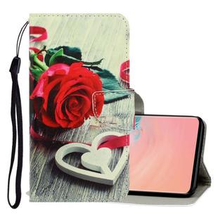 For Galaxy S10 3D Colored Drawing Horizontal Flip PU Leather Case with Holder & Card Slots & Wallet(Red Rose)