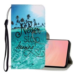 For Galaxy S10 3D Colored Drawing Horizontal Flip PU Leather Case with Holder & Card Slots & Wallet(Blue Coconut Grove)