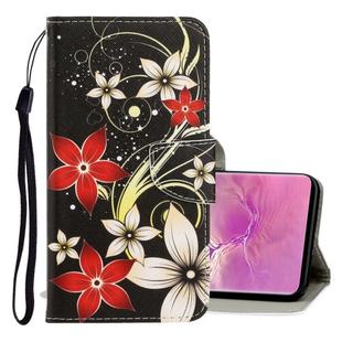For Galaxy S10 Plus 3D Colored Drawing Horizontal Flip PU Leather Case with Holder & Card Slots & Wallet(Red Flower)