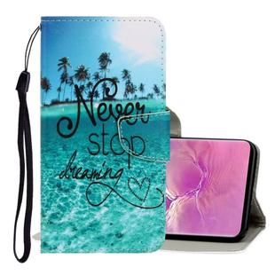 For Galaxy S10 Plus 3D Colored Drawing Horizontal Flip PU Leather Case with Holder & Card Slots & Wallet(Blue Coconut Grove)