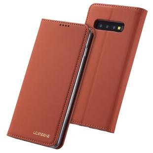 For Galaxy S10e LC.IMEEKE LC-002 Series Skin Hand Feeling PU + TPU Horizontal Flip Leather Case with Holder & Card Slot & Wallet(Brown)