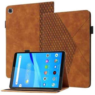For Lenovo Tab M8 HD 8505X Rhombus Skin Feel Horizontal Flip Tablet Leather Case with Card Slots & Holder(Brown)