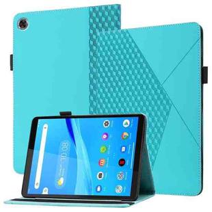 For Lenovo Tab M8 HD 8505X Rhombus Skin Feel Horizontal Flip Tablet Leather Case with Card Slots & Holder(Lake Blue)