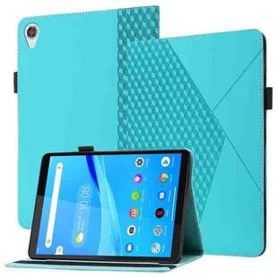 For Lenovo Tab M10 2nd TB-X306F/X306X Rhombus Skin Feel Horizontal Flip Tablet Leather Case with Card Slots & Holder(Lake Blue)