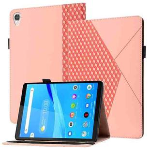 For Lenovo Tab M10 2nd TB-X306F/X306X Rhombus Skin Feel Horizontal Flip Tablet Leather Case with Card Slots & Holder(Rose Gold)