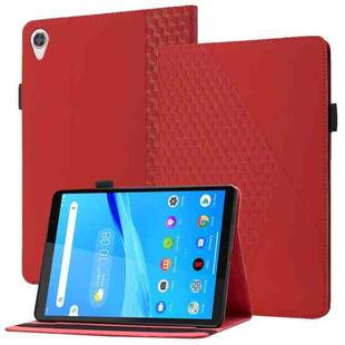 For Lenovo Tab M10 2nd TB-X306F/X306X Rhombus Skin Feel Horizontal Flip Tablet Leather Case with Card Slots & Holder(Red)