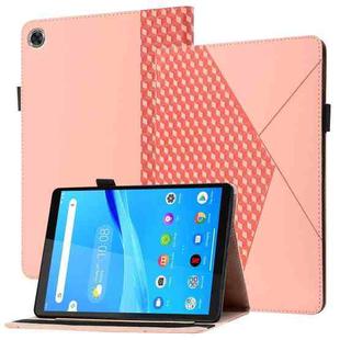 For Lenovo Tab M10 Plus Rhombus Skin Feel Horizontal Flip Tablet Leather Case with Card Slots & Holder(Rose Gold)