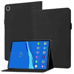 For Lenovo Tab M10 Plus Rhombus Skin Feel Horizontal Flip Tablet Leather Case with Card Slots & Holder(Black)