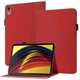 For Lenovo Tab P11 J606F Rhombus Skin Feel Horizontal Flip Tablet Leather Case with Card Slots & Holder(Red)
