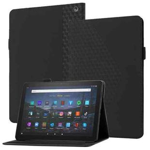 For Amazon Kindle Fire HD 10 2021 Rhombus Skin Feel Horizontal Flip Tablet Leather Case with Card Slots & Holder(Black)