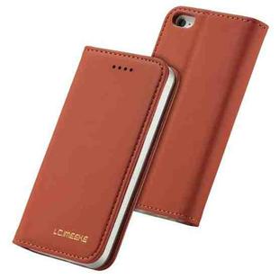 For iPhone 5 / 5s / SE LC.IMEEKE LC-002 Series Skin Hand Feeling PU + TPU Horizontal Flip Leather Case with Holder & Card Slot & Wallet(Brown)