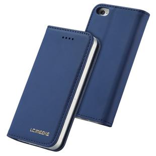 For iPhone 5 / 5s / SE LC.IMEEKE LC-002 Series Skin Hand Feeling PU + TPU Horizontal Flip Leather Case with Holder & Card Slot & Wallet(Blue)