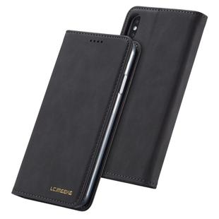 For iPhone XR LC.IMEEKE LC-002 Series Skin Hand Feeling PU + TPU Horizontal Flip Leather Case with Holder & Card Slot & Wallet(Black)
