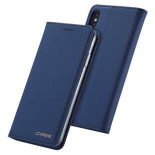 For iPhone XR LC.IMEEKE LC-002 Series Skin Hand Feeling PU + TPU Horizontal Flip Leather Case with Holder & Card Slot & Wallet(Blue)