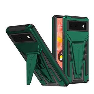For Google Pixel 6 Super V Armor PC + TPU Shockproof Case with Holder(Dark Green)
