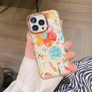 For iPhone 13 Glitter Powder Electroplating Flower Shockproof Phone Case(Flower S1)