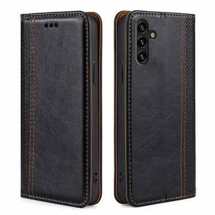 For Samsung Galaxy A13 5G Grid Texture Magnetic PU + TPU Horizontal Flip Leather Case with Holder & Card Slot(Black)