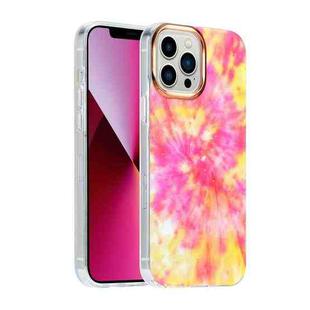 For iPhone 13 Glitter Powder Electroplating Color Marble Shockproof Phone Case(Pink C2)