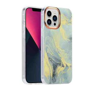 For iPhone 13 Pro Max Glitter Powder Electroplating Color Marble Shockproof Phone Case (White C6)