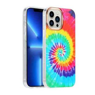 For iPhone 13 Pro Max Glitter Powder Electroplating Color Marble Shockproof Phone Case (Rainbow Spiral C8)