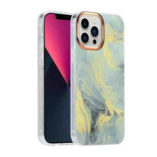 For iPhone 12 Pro Max Glitter Powder Electroplating Color Marble Shockproof Phone Case(White C6)