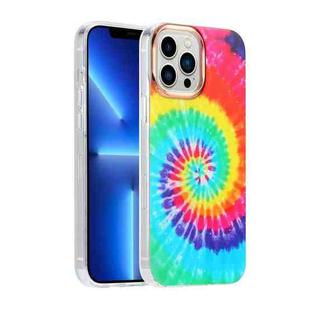 For iPhone 12 Pro Max Glitter Powder Electroplating Color Marble Shockproof Phone Case(Rainbow Spiral C8)