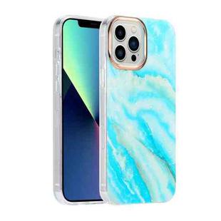 For iPhone 11 Pro Max Glitter Powder Electroplating Color Marble Shockproof Phone Case (Blue C1)