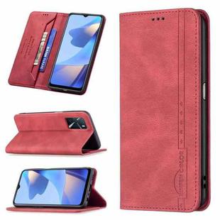 For OPPO A16/A16S/A54S/A55 5G/A53S 5G Magnetic RFID Blocking Anti-Theft Leather Case with Holder & Card Slots & Wallet(Red)
