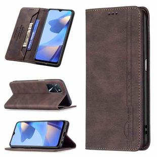 For OPPO A16/A16S/A54S/A55 5G/A53S 5G Magnetic RFID Blocking Anti-Theft Leather Case with Holder & Card Slots & Wallet(Brown)