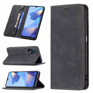 For OPPO A16/A16S/A54S/A55 5G/A53S 5G Magnetic RFID Blocking Anti-Theft Leather Case with Holder & Card Slots & Wallet(Black)