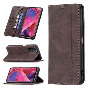 For OPPO A74 5G / A93 5G / A54 5G Magnetic RFID Blocking Anti-Theft Leather Case with Holder & Card Slots & Wallet(Brown)