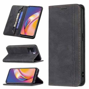 For OPPO A94 4G / Reno5 / F19 Pro Magnetic RFID Blocking Anti-Theft Leather Case with Holder & Card Slots & Wallet(Black)