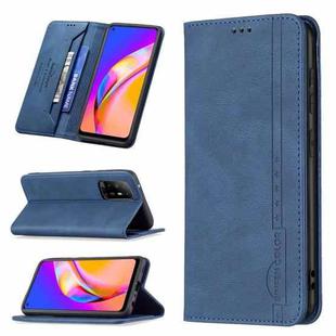 For OPPO A94 5G/F19 Pro Plus/Reno5 Z 5G Magnetic RFID Blocking Anti-Theft Leather Case with Holder & Card Slots & Wallet(Blue)