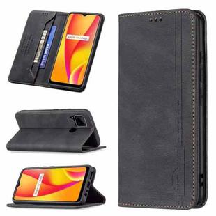 For OPPO Realme C15 / C12 / C25 Magnetic RFID Blocking Anti-Theft Leather Case with Holder & Card Slots & Wallet(Black)