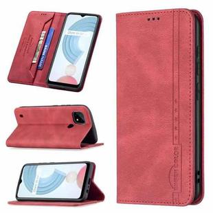 For OPPO Realme C21 / C20 Magnetic RFID Blocking Anti-Theft Leather Case with Holder & Card Slots & Wallet(Red)