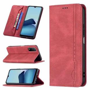 For vivo Y20 Magnetic RFID Blocking Anti-Theft Leather Case with Holder & Card Slots & Wallet(Red)