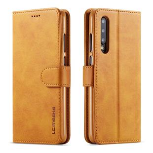 For Huawei P30 LC.IMEEKE Calf Texture Horizontal Flip Leather Case, with Holder & Card Slots & Wallet(Yellow)