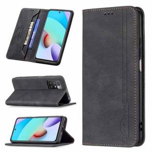 For Xiaomi Redmi 10 Magnetic RFID Blocking Anti-Theft Leather Case with Holder & Card Slots & Wallet(Black)