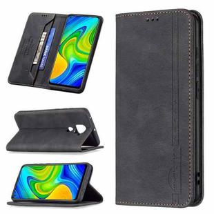 For Xiaomi Redmi Note 9/Redmi 10X 4G Magnetic RFID Blocking Anti-Theft Leather Case with Holder & Card Slots & Wallet(Black)