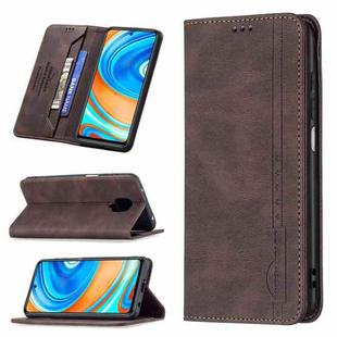 For Xiaomi Redmi Note 9 Pro Max/Note 9 Pro/Note 9S Magnetic RFID Blocking Anti-Theft Leather Case with Holder & Card Slots & Wallet(Brown)