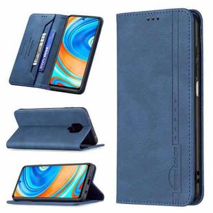 For Xiaomi Redmi Note 9 Pro Max/Note 9 Pro/Note 9S Magnetic RFID Blocking Anti-Theft Leather Case with Holder & Card Slots & Wallet(Blue)