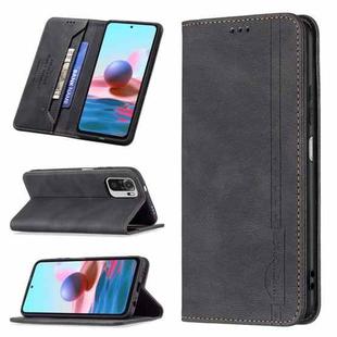 For Xiaomi Redmi Note 10 4G / Note 10S Magnetic RFID Blocking Anti-Theft Leather Case with Holder & Card Slots & Wallet(Black)