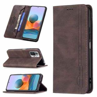 For Xiaomi Redmi Note 10 Pro / Note 10 Pro Max Magnetic RFID Blocking Anti-Theft Leather Case with Holder & Card Slots & Wallet(Brown)