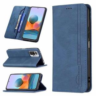 For Xiaomi Redmi Note 10 Pro / Note 10 Pro Max Magnetic RFID Blocking Anti-Theft Leather Case with Holder & Card Slots & Wallet(Blue)