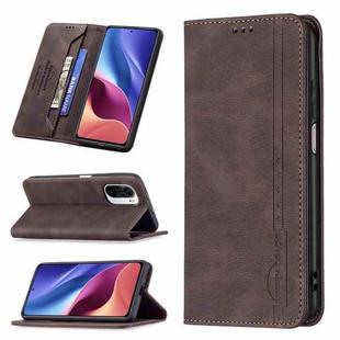 For Xiaomi Mi 11i/Poco F3/Redmi K40/K40 Pro Magnetic RFID Blocking Anti-Theft Leather Case with Holder & Card Slots & Wallet(Brown)