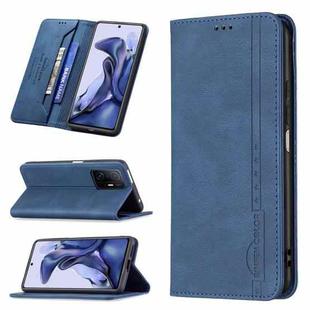 For Xiaomi 11T / 11T Pro Magnetic RFID Blocking Anti-Theft Leather Case with Holder & Card Slots & Wallet(Blue)