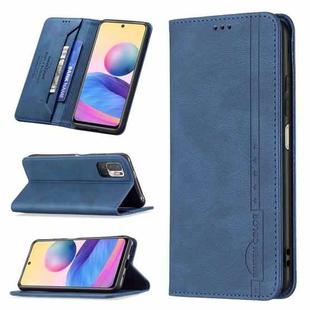 For Xiaomi Poco M3 Pro/Redmi Note 10 5G/Note 10T 5G Magnetic RFID Blocking Anti-Theft Leather Case with Holder & Card Slots & Wallet(Blue)