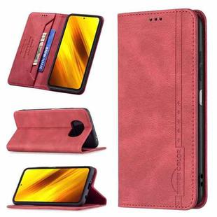 For Xiaomi Poco X3 / X3 NFC Magnetic RFID Blocking Anti-Theft Leather Case with Holder & Card Slots & Wallet(Red)